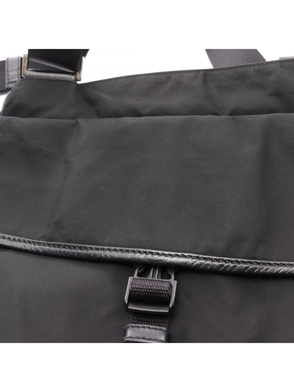 Prada Shoulder Bag Viaggio Black Nylon Saffiano Leather Triangle Logo Messenger - Picture 10 of 13